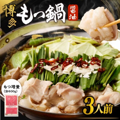 【もつ600g】博多もつ鍋　醤油味(3人前)セット【海千】_HA0588