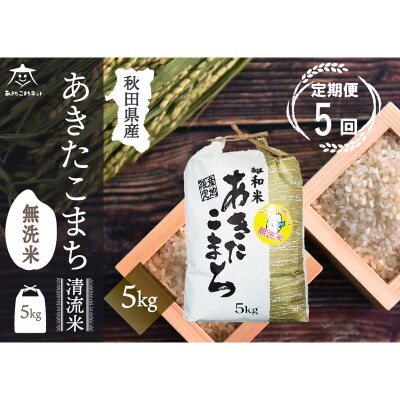 《定期便5ヶ月》秋田市雄和産あきたこまち 清流米 5kg 【無洗米】|15_akn-dd0505m