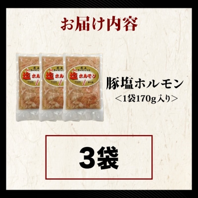 【久上 工藤商店】味付け豚ホルモン(塩)170g　3袋セット