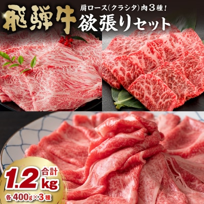 飛騨牛セット　肩ロース(クラシタ)肉(すき焼き用・しゃぶしゃぶ用・焼き肉用)各400g