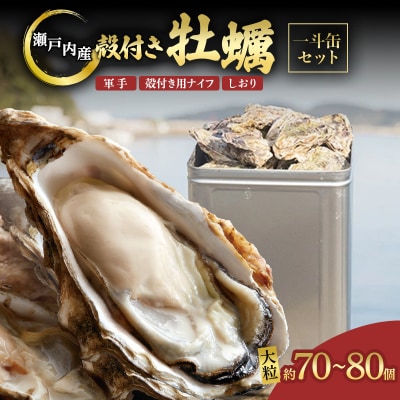 殻付き 牡蠣 一斗缶(大つぶ 約70個～80個) 山銀商店 瀬戸内海産[No.5735-0839]