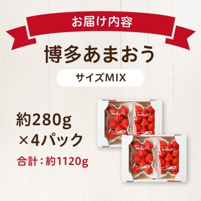 アフター保証 「博多あまおう」約280g×4パック【JAほたるの里】_HA0433