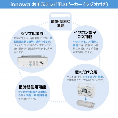 〈innowa〉お手元テレビ用スピーカー(ラジオ付き)_0170-013-S07