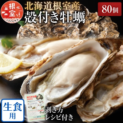 【北海道根室産】貝付き牡蠣80個 D-54008