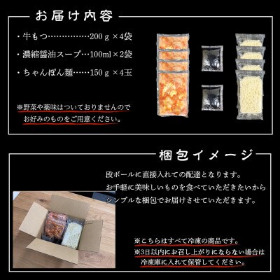 味付きもつ鍋セット 8人前(もつ800g) 濃縮醤油スープ(赤村)