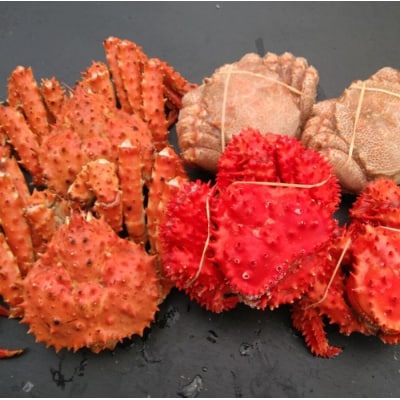 【北海道根室産】本タラバガニ、花咲ガニ、毛ガニ(2.6kg前後) D-57045