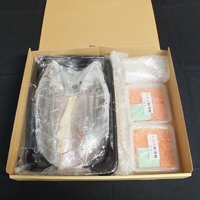 紅鮭姿切り1.2kg・いくら醤油漬け80g×2P B-42107