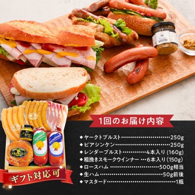 【全3回定期便】6種詰め合わせ(ハム/ソーセージ/ウインナー)糸島手造りハム [AAC025]