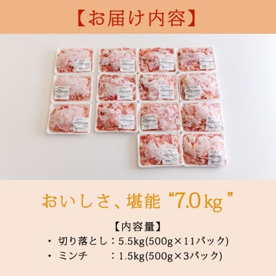 高原育ちの宮崎県産豚肉切り落とし&ミンチ7kg[アレンジ色々万能食材]　TF768