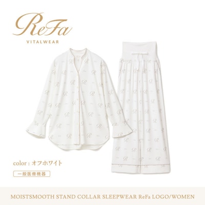 【オフホワイトL】リファ バイタルテック モイストスムース スタンドカラースリープウェア/WOMEN