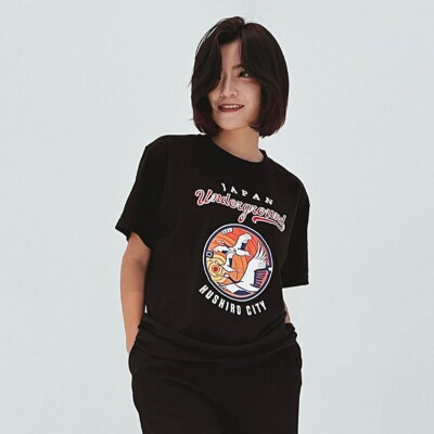 釧路市 マンホールTシャツ (黒) S F4F-1553