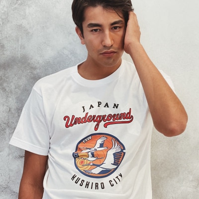 釧路市 マンホールTシャツ (白) XL F4F-1551