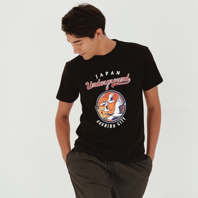 釧路市 マンホールTシャツ (黒) L F4F-1555