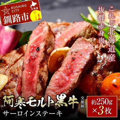 阿寒 モルト 黒牛 (交雑種) サーロイン ステーキ 約250g x3(750g) F4F-4168