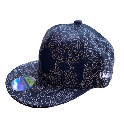 AINU CAP アイヌ 文様 キャップ 帽子 XL ブラック F4F-1803