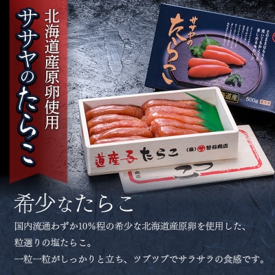 【北海道産】ササヤのたらこ500g 木箱(化粧箱) F4F-8394