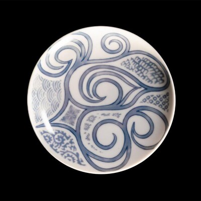 AINU×有田焼 染付皿 3枚 セット ERIKAデザイン アイヌ 阿寒 民芸品 F4F-2581