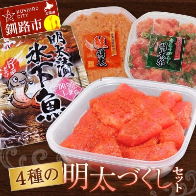 4種の明太づくしセット 明太子 切子 青とうがらし明太 鮭明太 氷下魚明太漬 F4F-5659