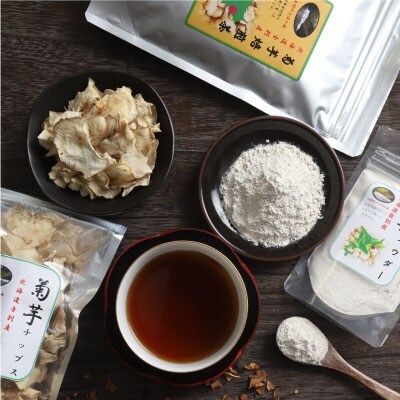 キク芋パウダー・チップス・焙煎茶セット ふるさと納税 菊芋 F4F-3264