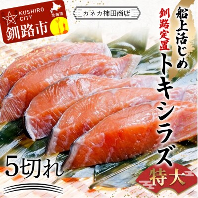 特大 船上活じめ釧路定置トキシラズ5切れ 真空パック 小分け 肉厚 鮭 サケ 魚 F4F-8388