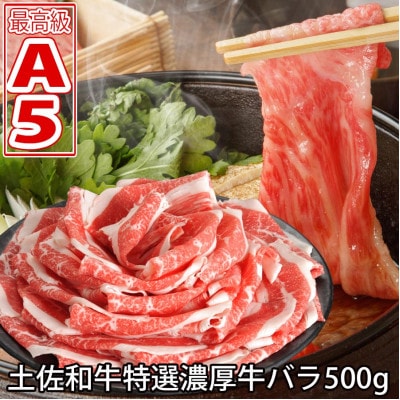 土佐和牛特選濃厚牛バラスライス500g 最高級A5ランク 高知県産