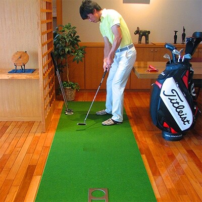 ゴルフ練習用・SUPER-BENTパターマット90cm×6mと練習用具