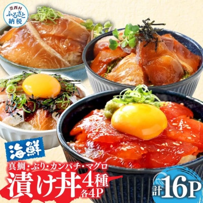 高知の海鮮漬け丼4種(真鯛・ブリ・カンパチ・マグロ)1食80g×各4パック【KYF169】