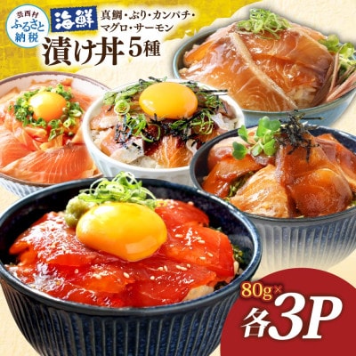 海鮮漬け丼5種(真鯛・ブリ・カンパチ・マグロ・サーモン)1食80g×各3パック【KYF173】
