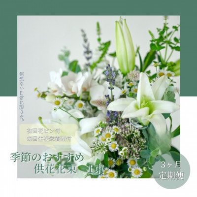 【毎月定期便】芸西村産季節の生花花束　一束　供花　仏花　初回花瓶付【t166tmf】全3回