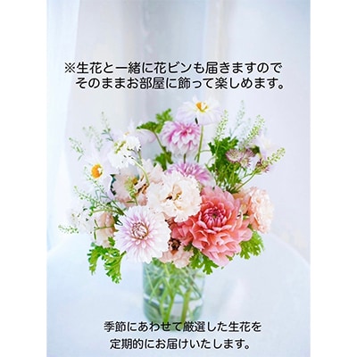 【毎月定期便】芸西村産季節の生花花束　ブーケL　初回花瓶付　毎回延命剤付【t158tmf】　全6回