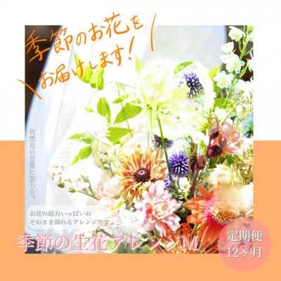 【毎月定期便】芸西村産季節の生花アレンジ　アレンジメントM【t162tmf】全12回