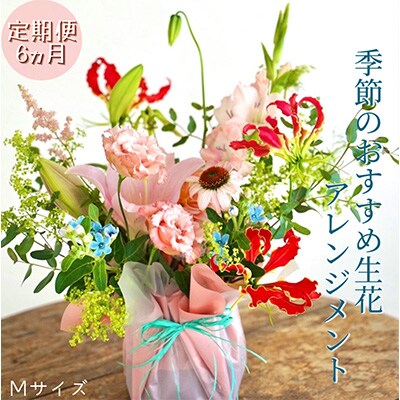 2024年2月発送開始『定期便』芸西村産季節の生花アレンジ アレンジメントM全6回