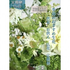 2023年12月発送開始『定期便』芸西村産季節の生花花束 供花 仏花 初回花瓶付全12回