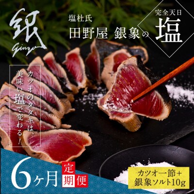 【毎月定期便】極カツオのたたき(3～4人前)田野屋銀象ソルト(天日塩)付【t079kgp】全6回