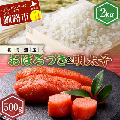 新米 北海道産おぼろづき米2kg&明太子(500g) おぼろづき めんたいこ F4F-7765