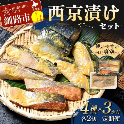 3ヶ月定期便 北海道産のサバと真鱈入り西京漬けセット 真空パック 小分け 各2切 F4F-8875