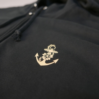 ジップアップパーカー【戦艦大和(背中横姿)】(ブラック) XL(LL)サイズ