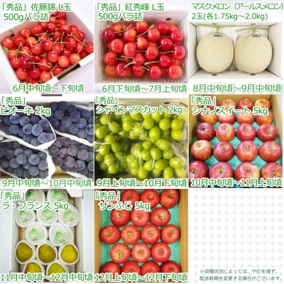【2026年発送】果物定期便8回(さくらんぼメロンシャインマスカットりんご洋梨)_H139(R8)