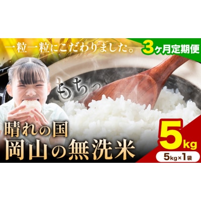 【3ヶ月定期便】晴れの国岡山の無洗米 5kg 岡山県産 矢掛町《申し込み翌月から発送》