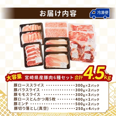 ≪宮崎県産≫豚肉6種＼てげスゲーセット/合計4.5kg 肉 豚 豚肉 おかず 国産_T009-032