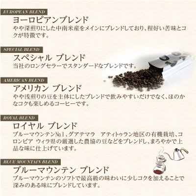 ブラジルコーヒ　人気ブレンド贅沢5種セット(挽き)【CD004】