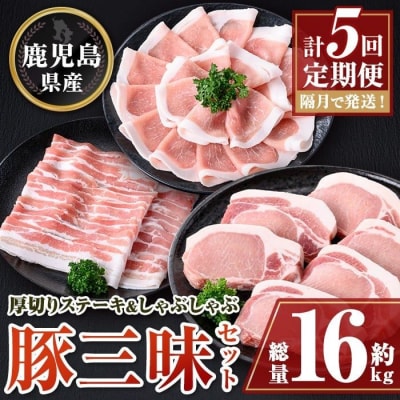 鹿児島県産豚厚切りステーキ&しゃぶしゃぶ三昧セット〈約16kg〉　E05041