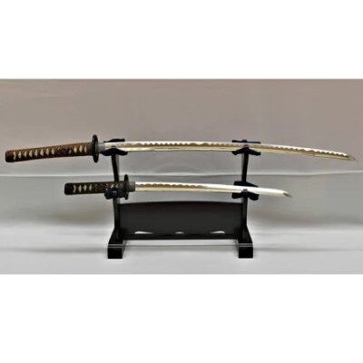 模造刀 飾り刀(金茶) 大小セット 刀掛け付き　( 濃州堂 )
