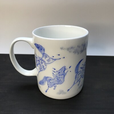 縁起物『左駒』マグカップ青【0701101】