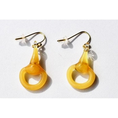 オリジナルアクセサリー ハーフビットピアス YELLOW(イヤリングに変更可)【3800801】