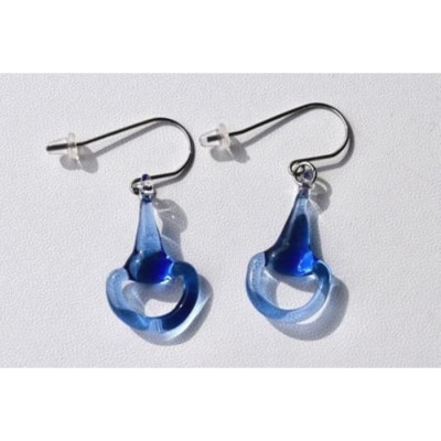 オリジナルアクセサリー ハーフビットピアス BLUE(イヤリングに変更可)【3801101】