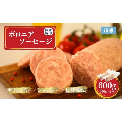 国産豚使用 ボロニアソーセージ 600g (300g×2本) |  ボローニャ ソーセージ おつまみ