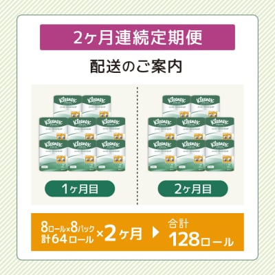 【2ヶ月連続定期便】トイレットペーパーダブルクリネックス8R×8P無香料[No.5704-0585]