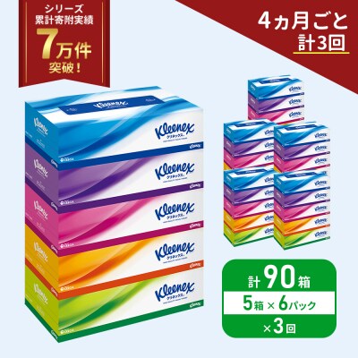定期便 ティッシュ クリネックス ティシュー 5箱入×6P《計3回》 [No.5704-1042]