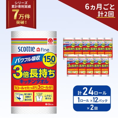 定期便 キッチンペーパー 12P入 キッチンタオル スコッティ《計2回》[No.5704-1094]